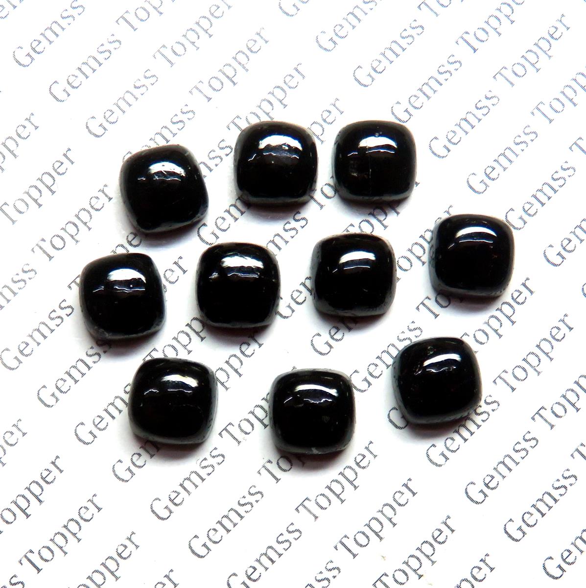 Black Tourmaline 10x10 mm Cushion Cabochon